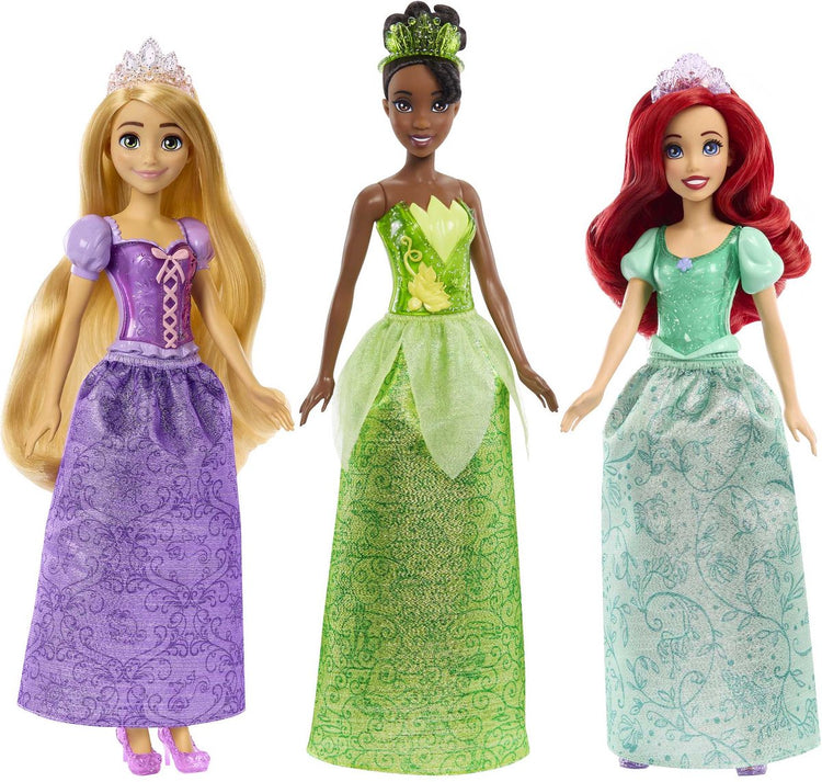 Mattel, Princesses Disney - pack de 3 poupées (Ariel, Tiana, Raiponce)