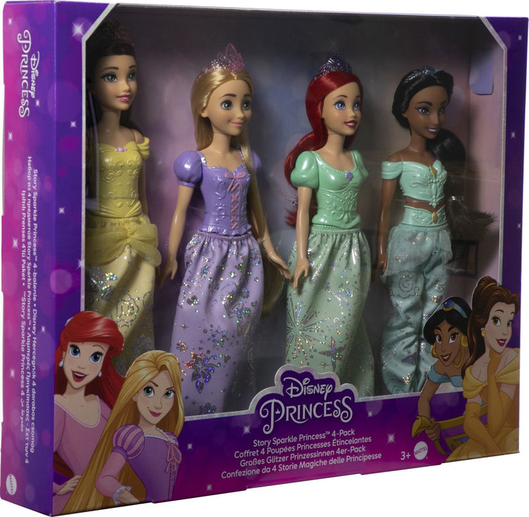 Mattel Disney Pack de 4 poupées princesses mode