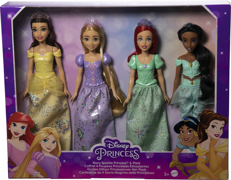 Mattel Disney Pack de 4 poupées princesses mode