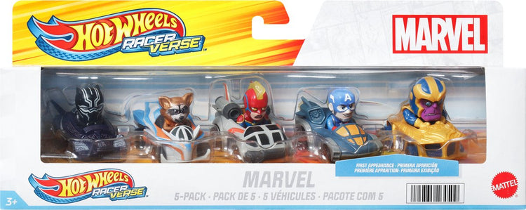 Hot Wheels - RacerVerse - Coffret de 5 Voitures - Petites Voitures -