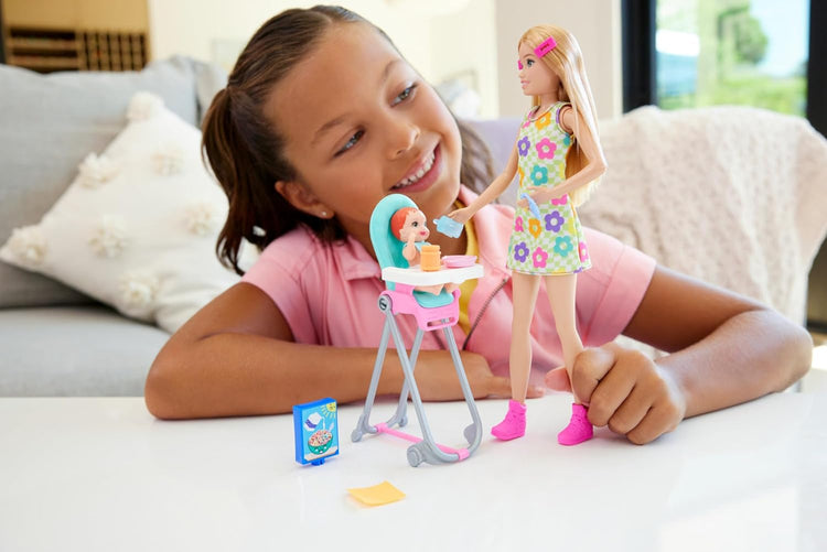 MATTEL Poupée Barbie Skipper Babysitter - Repas de bébé