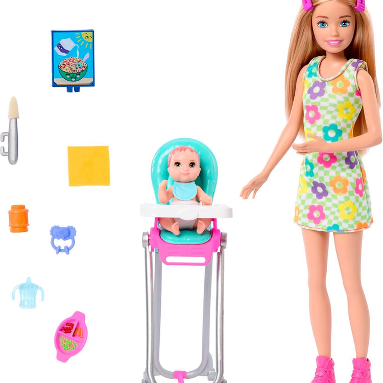 MATTEL Poupée Barbie Skipper Babysitter - Repas de bébé