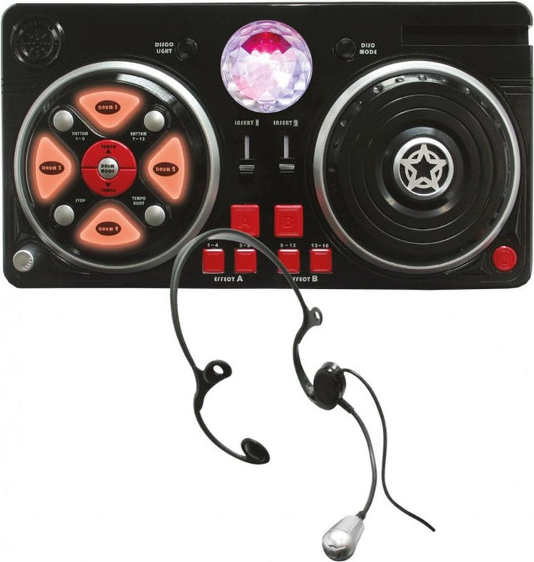 DeQube DJ Set Mixer - With Headphones - For Kids - With Disco Ball