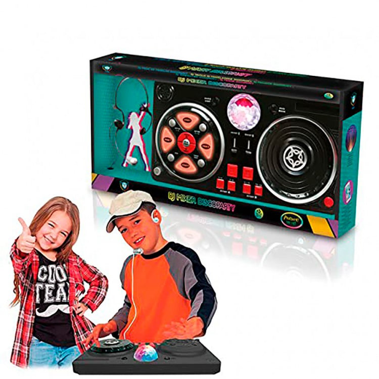 DeQube DJ Set Mixer - With Headphones - For Kids - With Disco Ball