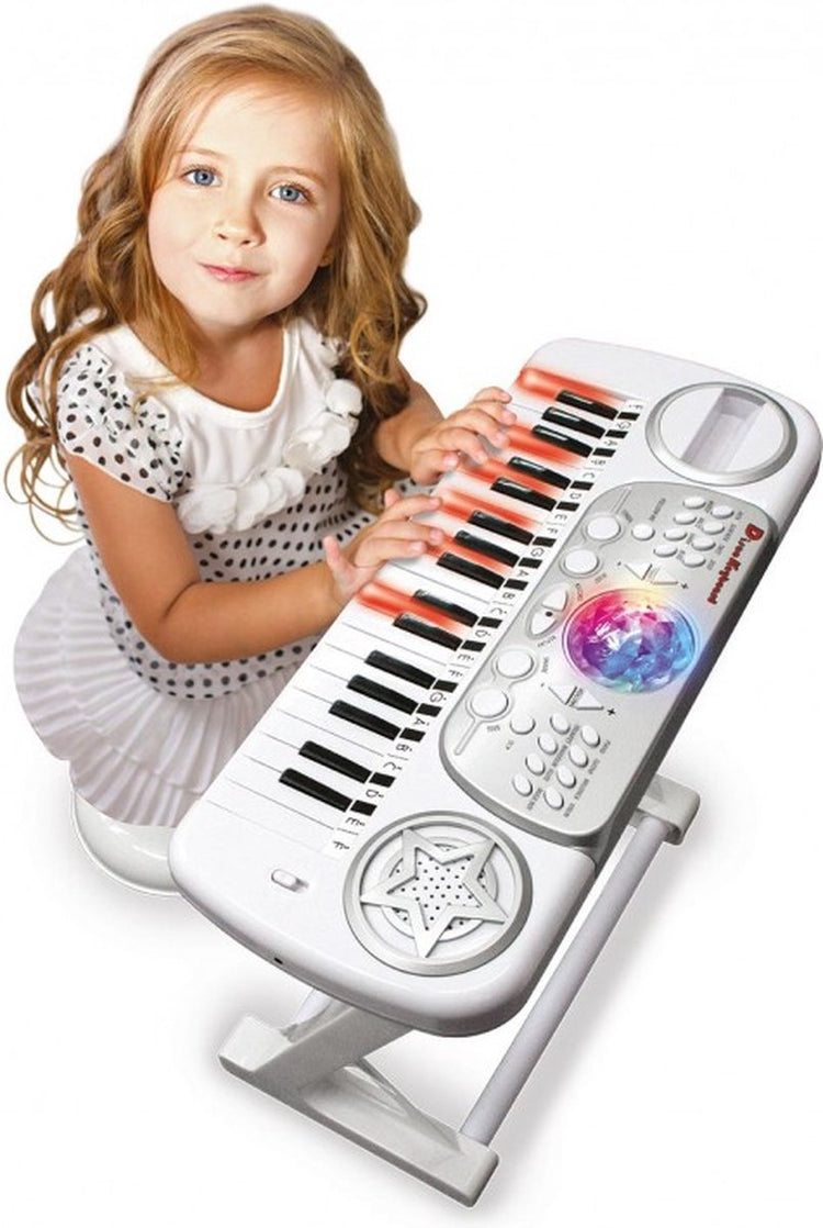 DeQube Clavier Électronique - Avec Chaise - 37 Touches - 8 Instruments Différents - Discoball