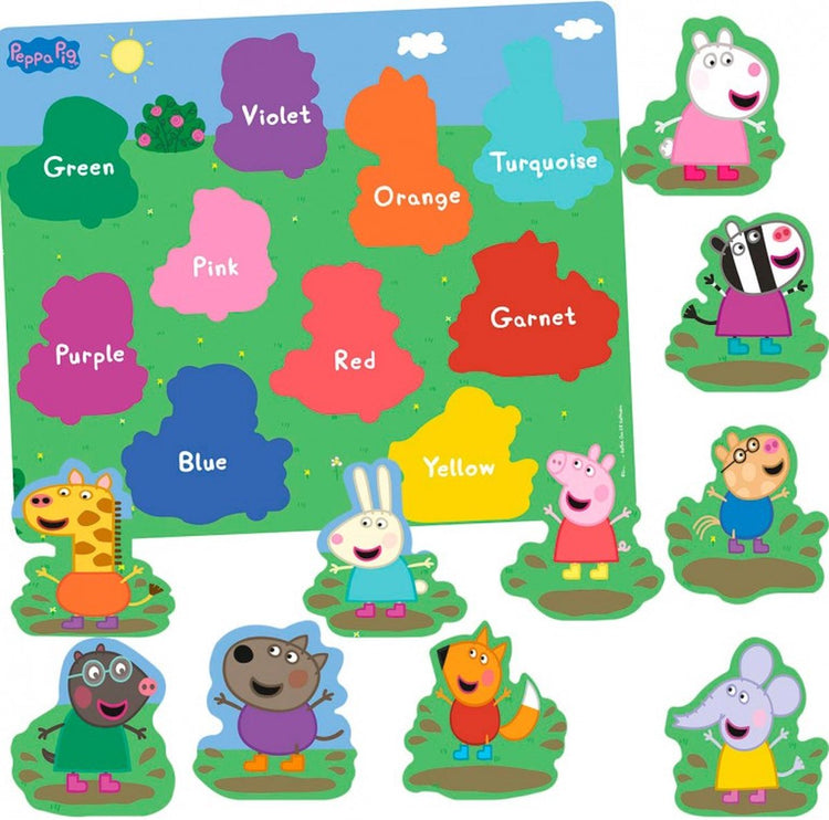 Peppa Pig 10 Piece Wooden Puzzle - Shape Puzzle with Colors -