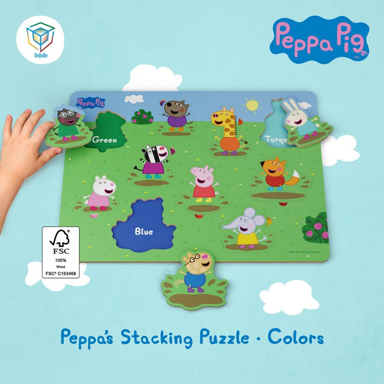 Peppa Pig 10 Piece Wooden Puzzle - Shape Puzzle with Colors -