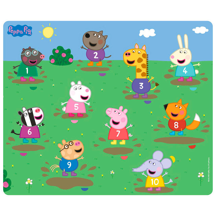 Peppa Pig 10 Piece Wooden Puzzle - Shape Puzzle with Colors -