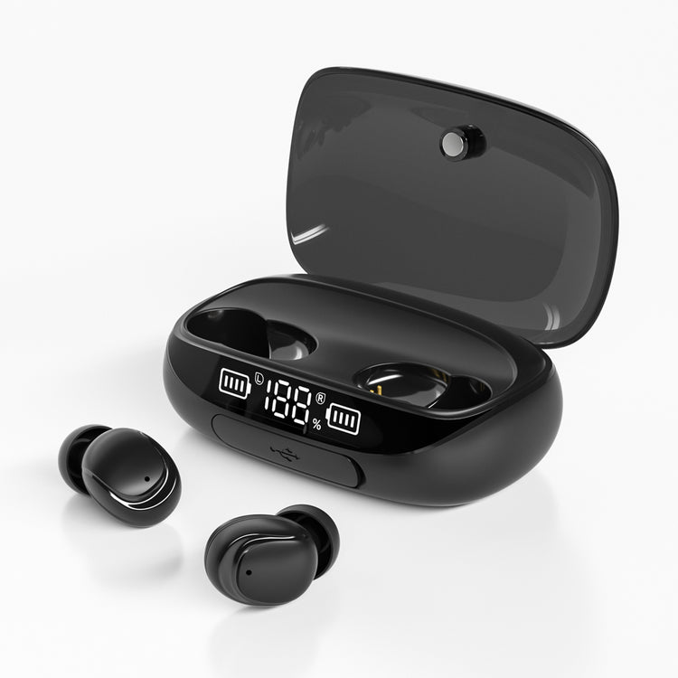 Ecouteurs sans fil (TWS) Bluetooth 5.0 - affichage LED - sport Edition GAMING + boitier chargeur couleur Noir