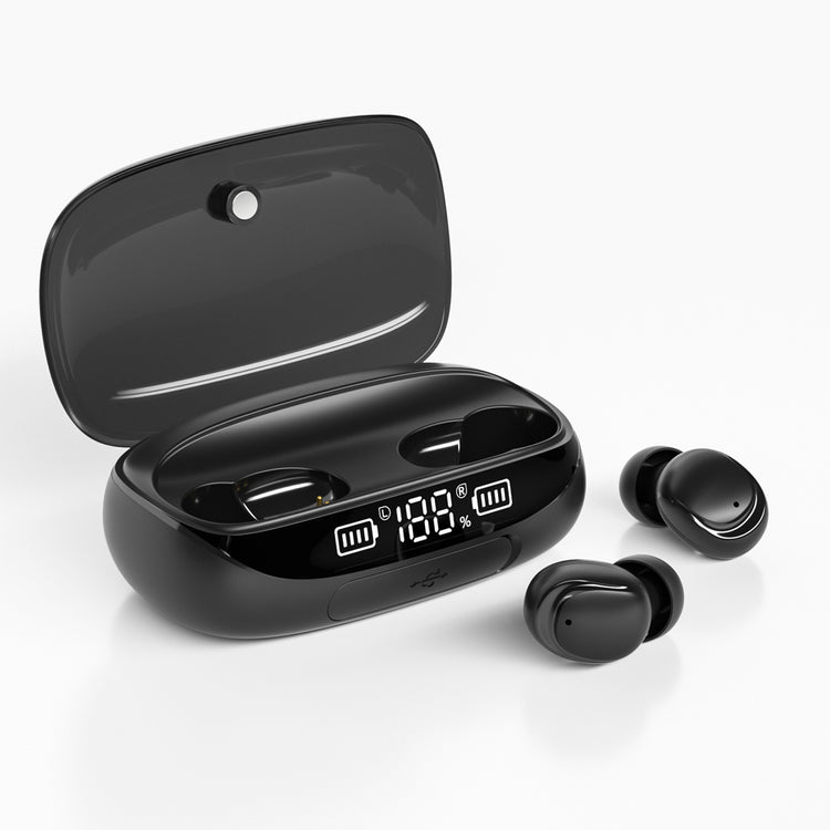 Ecouteurs sans fil (TWS) Bluetooth 5.0 - affichage LED - sport Edition GAMING + boitier chargeur couleur Noir