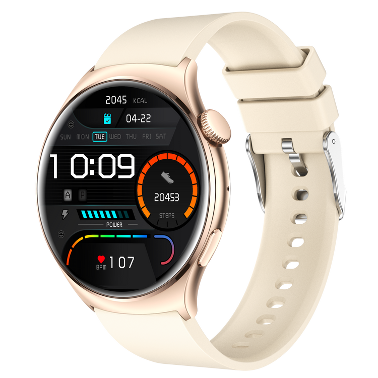 Montre connectée AMOLED - Edition Amnésia - (avec bracelet silicone) coleur Beige