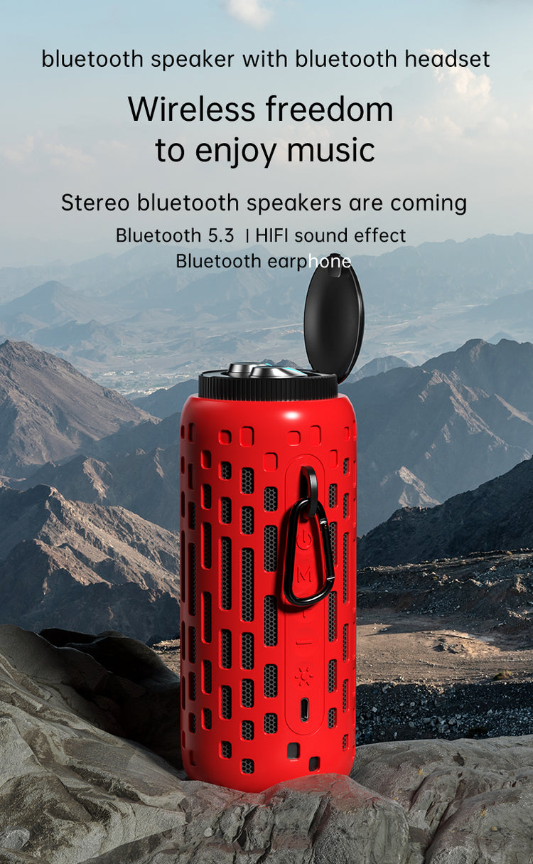 Enceinte Bluetooth 2en1 TWS 15W lumineuse - Inclus écouteurs sans fils Edition MixParty- Rouge