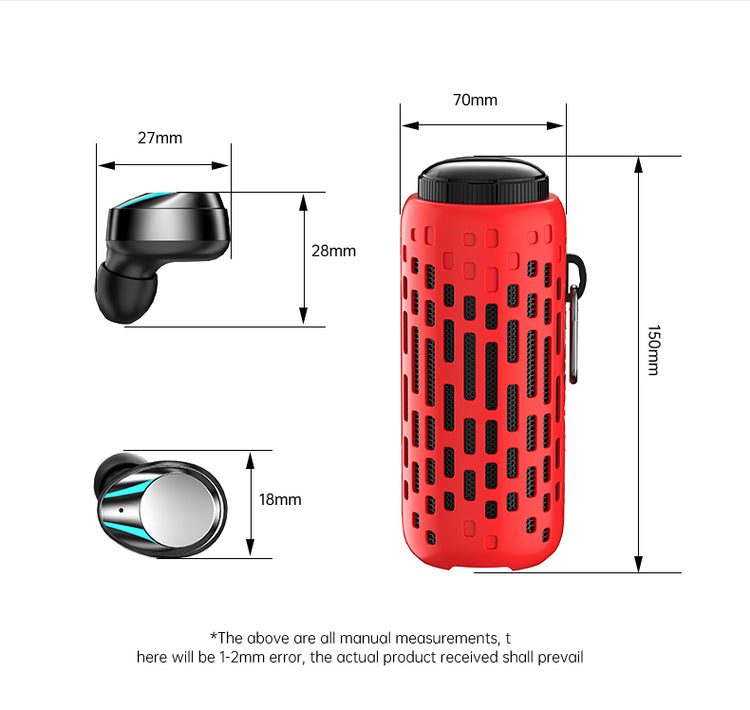 Enceinte Bluetooth 2en1 TWS 15W lumineuse - Inclus écouteurs sans fils Edition MixParty- Rouge