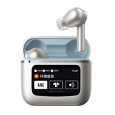 Écouteurs sans fil TWS Edition Air PRO, Bluetooth 5.3 ANC nouvelle gereration écran tactile, suppression du bruit batterie longue durée, fond d'écran HiFi couleur Argent