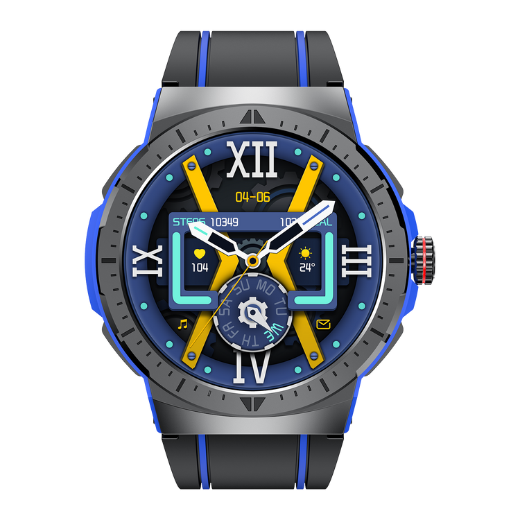 Montre connectée AMOLED - Edition Arena . écran couleur haute définition de 1,43 pouce - (avec bracelet silicone) coleur Noir Bleu