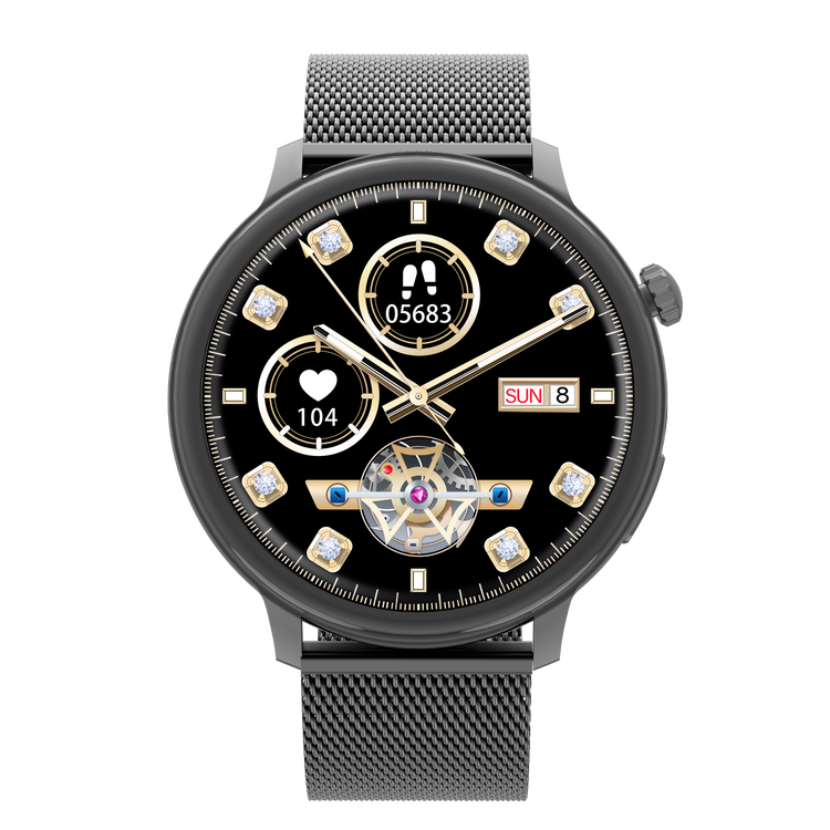 Montre connectée AMOLED - Edition Saphir (avec bracelet en acier inoxydable)coleur Noir