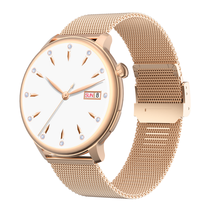 Montre connectée AMOLED - Edition Saphir- (avec bracelet silicone) coleur Rose Gold