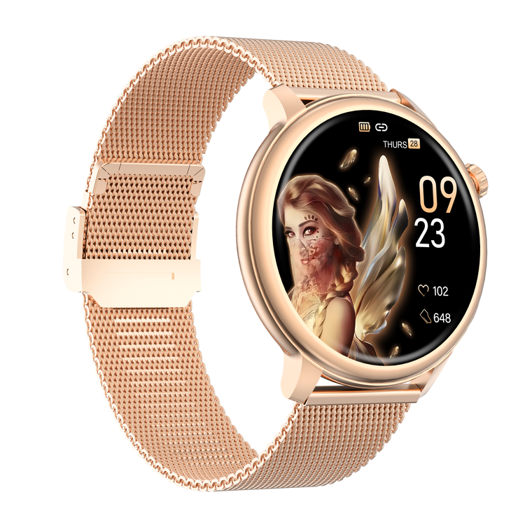 Montre connectée AMOLED - Edition Saphir- (avec bracelet silicone) coleur Rose Gold
