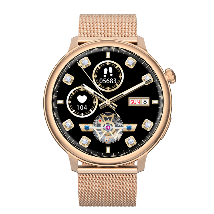 Montre connectée AMOLED - Edition Saphir- (avec bracelet silicone) coleur Rose Gold