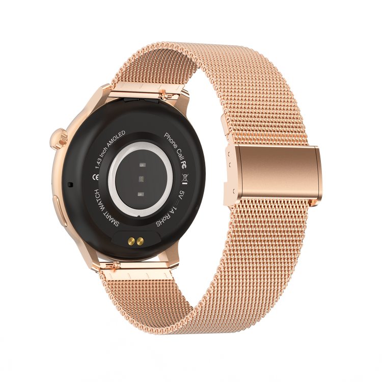 Montre connectée AMOLED - Edition Saphir- (avec bracelet silicone) coleur Rose Gold