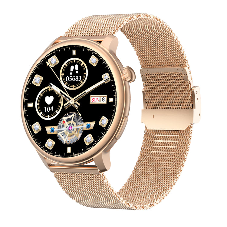 Montre connectée AMOLED - Edition Saphir- (avec bracelet silicone) coleur Rose Gold