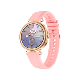 Montre connectée - Edition Platine- Couvercle en verre trempé 2.5D Coque en alliage de zinc + Bracelet en silicone couleur Rose