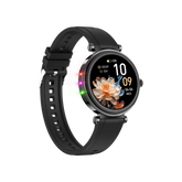 Montre connectée - Edition Platine- Couvercle en verre trempé 2.5D Coque en alliage de zinc + Bracelet en silicone couleur Noir