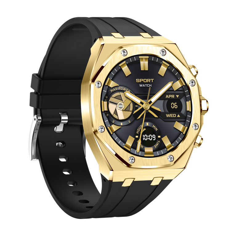 Montre connectée AMOLED NASA édition Arizona écran couleur haute définition (avec bracelet silicone) couleur cadran OR