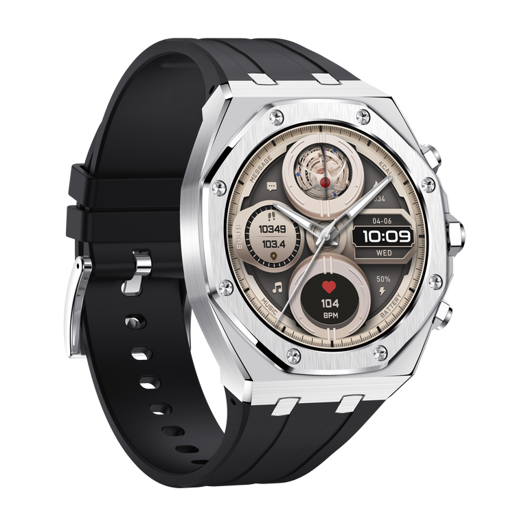 Montre connectée AMOLED NASA édition Arizona .écran couleur haute définition (avec bracelet silicone) couleur cadran ARGENT