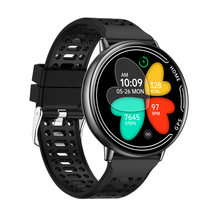 Montre connectée GPS intégré, fonction d'appel Bluetooth- Modes sportifs Edition GALAXY 2026 - avec bracelet silicone couleur Noir