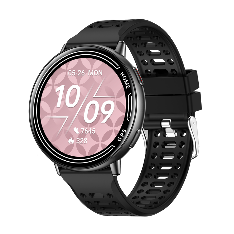 Montre connectée GPS intégré, fonction d'appel Bluetooth- Modes sportifs Edition GALAXY 2026 - avec bracelet silicone couleur Noir