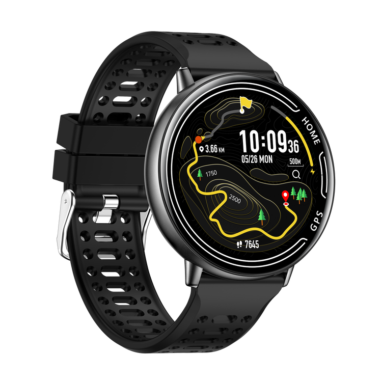 Montre connectée GPS intégré, fonction d'appel Bluetooth- Modes sportifs Edition GALAXY 2026 - avec bracelet silicone couleur Noir