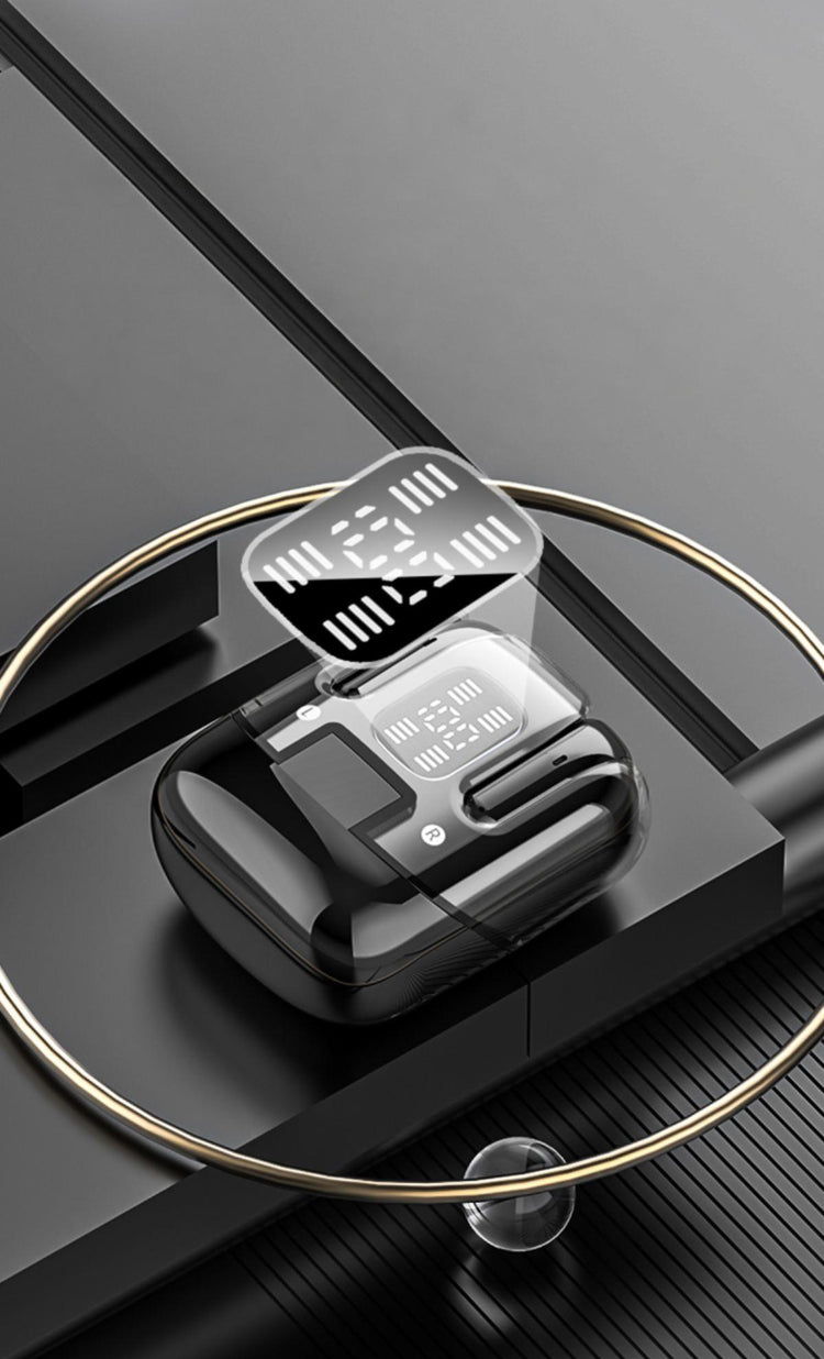 Écouteurs sans fil TWS Edition CRYSTAL , Bluetooth 5.5 nouvelle gereration écran tactile, suppression du bruit b fond d'écran HiFi couleur Noir