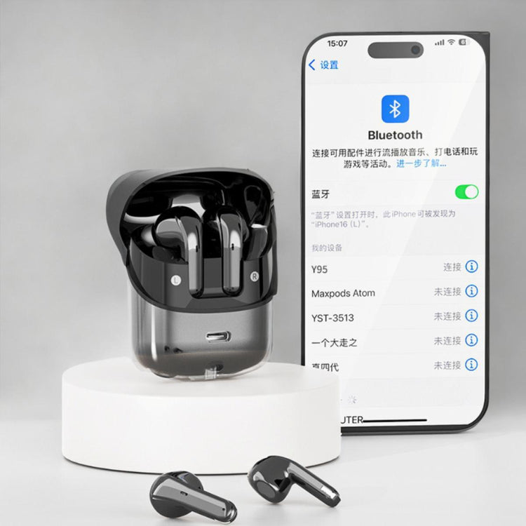 Écouteurs sans fil TWS Edition CRYSTAL , Bluetooth 5.5 nouvelle gereration écran tactile, suppression du bruit b fond d'écran HiFi couleur Noir