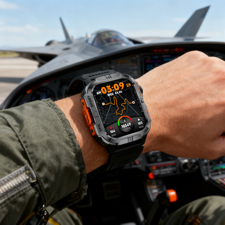Montre connectée AMOLED NASA GPS fonction d'appel Bluetooth- Modes sportifs edition REVOLUTION écran tactile 1,96 pouces TFT haute définition (avec bracelet silicone) couleur Orange