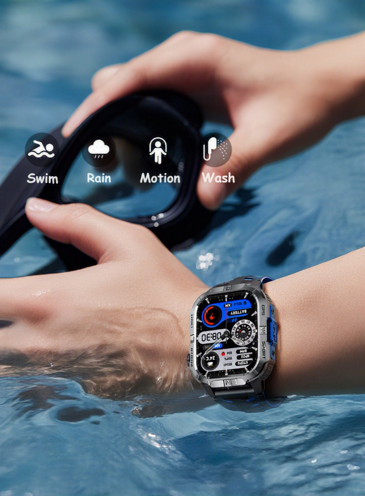 Montre connectée AMOLED NASA GPS fonction d'appel Bluetooth- Modes sportifs edition REVOLUTION écran tactile 1,96 pouces TFT haute définition (avec bracelet silicone) couleur Orange