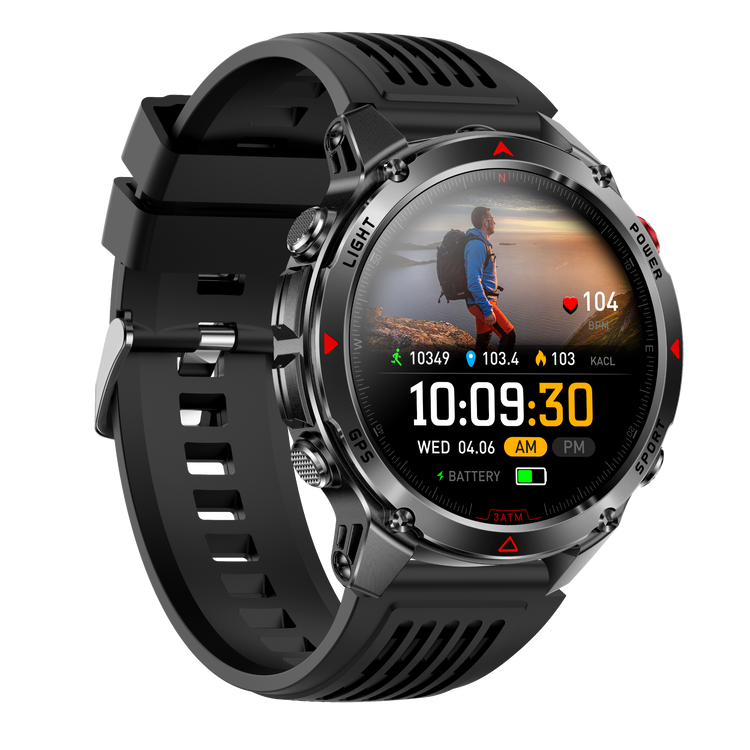 Montre connectée AMOLED NASA GPS edition Ultra Pro 2 . écran couleur haute définition de 1,43 pouce - (avec bracelet silicone) couleur Noir