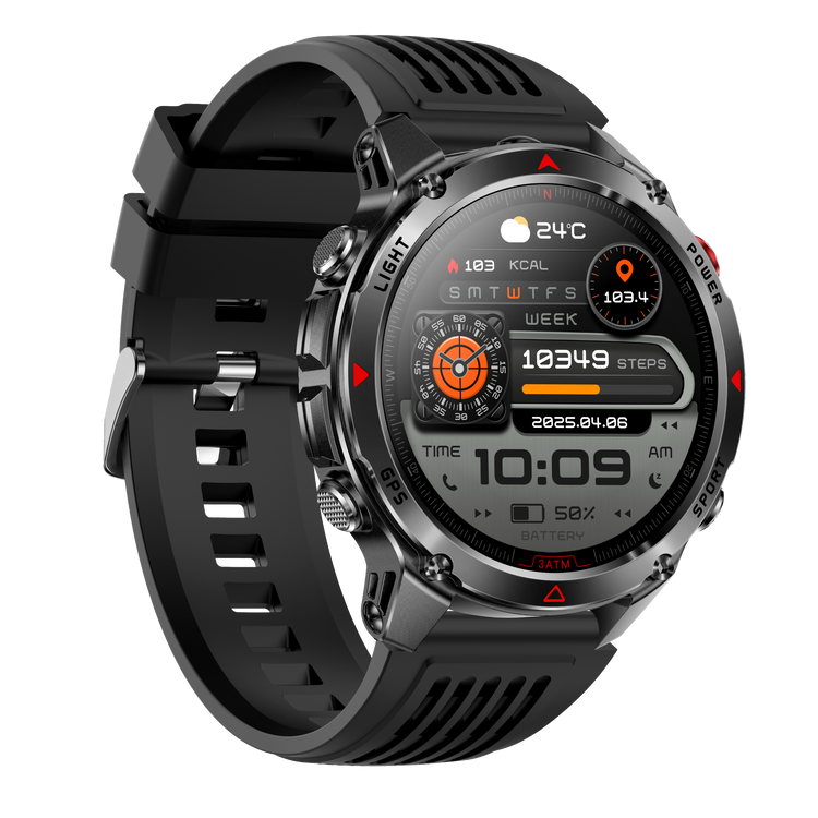 Montre connectée AMOLED NASA GPS edition Ultra Pro 2 . écran couleur haute définition de 1,43 pouce - (avec bracelet silicone) couleur Noir