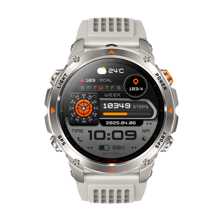 Montre connectée AMOLED NASA GPS edition Ultra Pro 2 . écran couleur haute définition de 1,43 pouce - (avec bracelet silicone) couleur Gris Orange
