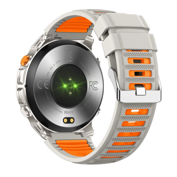 Montre connectée AMOLED NASA GPS edition Ultra Pro 2 . écran couleur haute définition de 1,43 pouce - (avec bracelet silicone) couleur Gris Orange