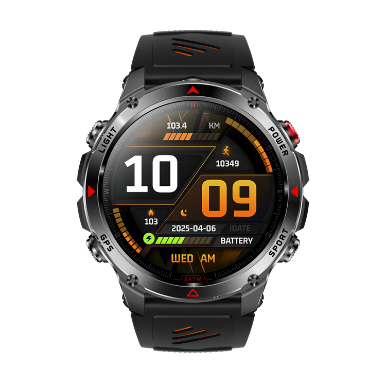 Montre connectée AMOLED NASA GPS edition Ultra Pro 2 . écran couleur haute définition de 1,43 pouce - (avec bracelet silicone) couleur Noir Orange