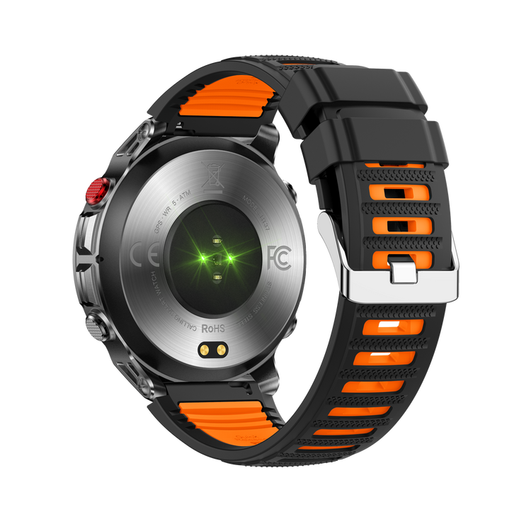 Montre connectée AMOLED NASA GPS edition Ultra Pro 2 . écran couleur haute définition de 1,43 pouce - (avec bracelet silicone) couleur Noir Orange