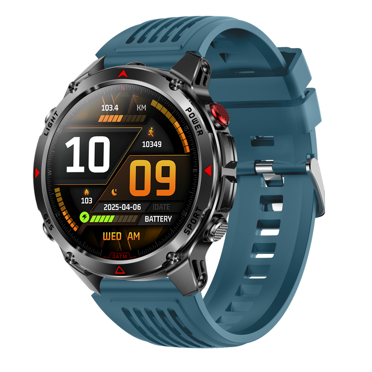 Montre connectée AMOLED NASA GPS edition Ultra Pro 2 . écran couleur haute définition de 1,43 pouce - (avec bracelet silicone) couleur Bleu Gris