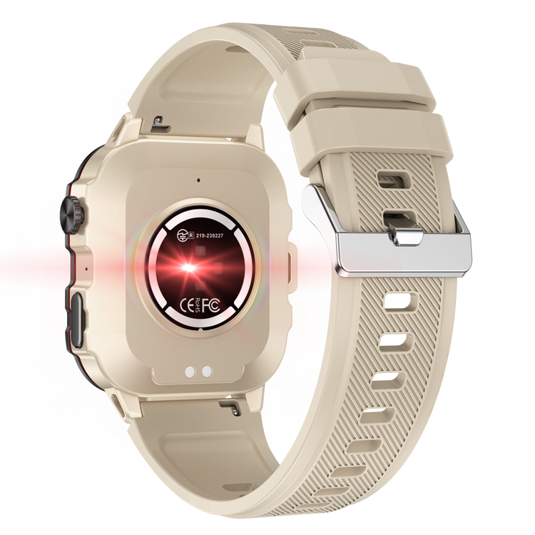 NASA SPORT Smartwatch Large screen high definition resolution silicone strap Beige color