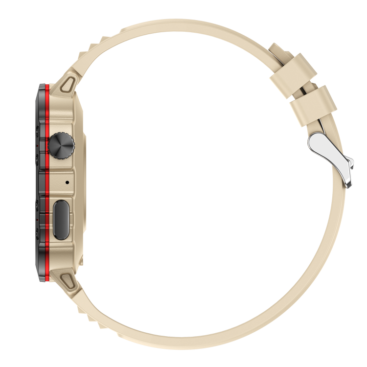 NASA SPORT Smartwatch Large screen high definition resolution silicone strap Beige color