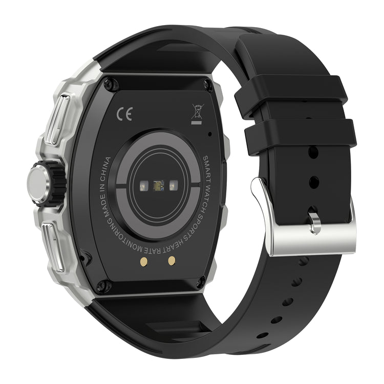 Montre connectée NASA AMOLED IP67 Grand écran résolution haute définition bracelet en silicone couleur Noir cadran Argent