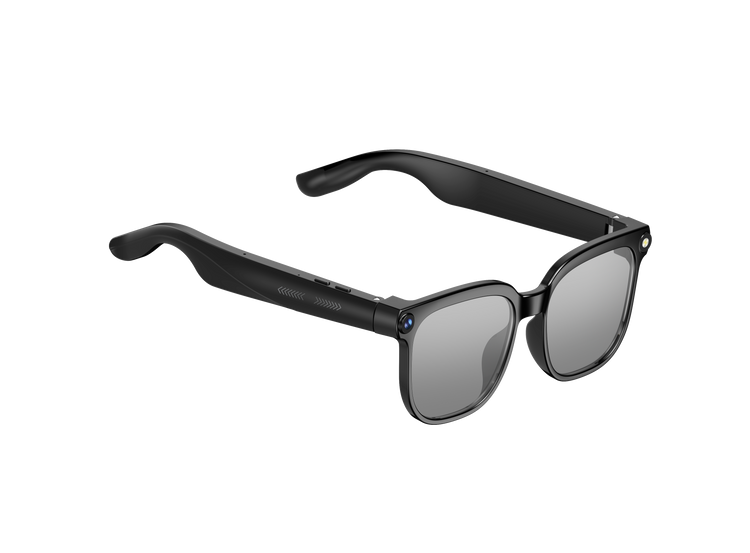 Lunettes intelligentes multifonctions NASA édition . SOLAR Caméra : 8 mégapixels (1080p) à 30 images par seconde transmission Wi-Fi, Bluetooth Microphone Et Haut-Parleur Intégré Monture Mat Noir Verres Graphite Modèle Unisex design