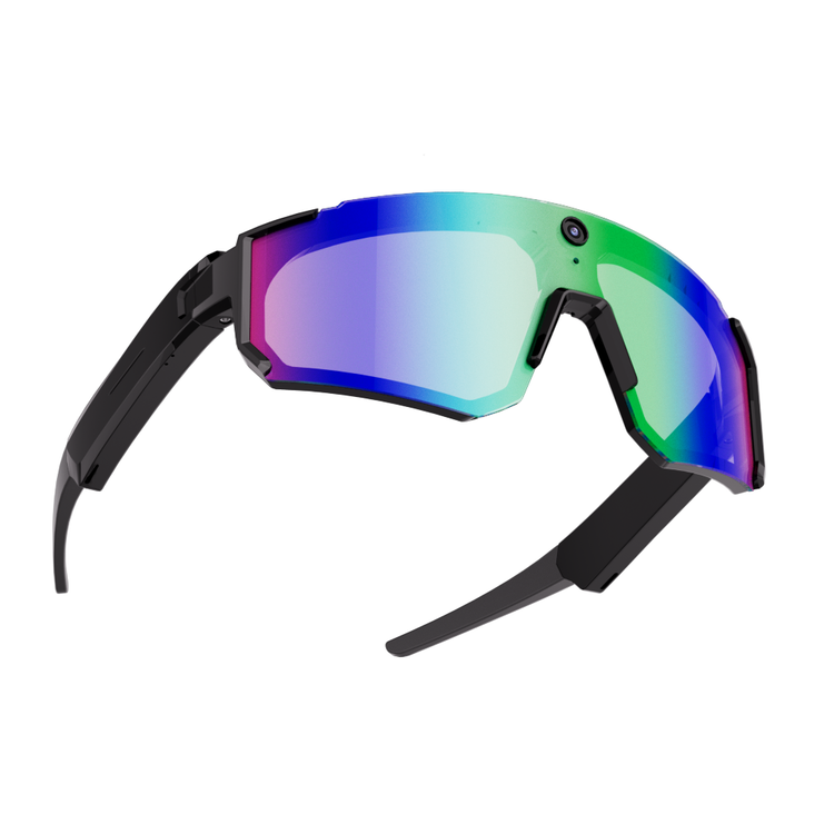 Lunettes intelligentes multifonctions NASA édition . SOLAR Caméra : 8 mégapixels (1080p) à 30 images par seconde transmission Wi-Fi, Bluetooth Microphone Et Haut-Parleur Intégré Monture Mat Noir Verres Graphite Modèle Unisex design