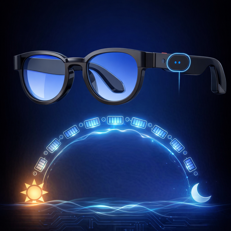 Lunettes intelligentes multifonctions NASA édition FUTURA Caméra,prise de photos, enregistrement vidéo et audio, appels Bluetooth, lecture de musique, assistant vocal, transmission sans fil Wi-Fi, Monture Mat Noir Verres Bleu Modèle Unisex design