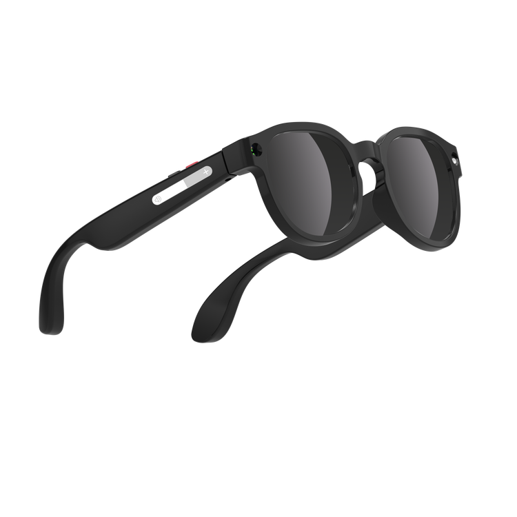 Lunettes intelligentes multifonctions NASA édition FUTURA caméra, prise de photos, enregistrement vidéo et audio, appels Bluetooth, lecture de musique, assistant vocal, transmission sans fil Wi-Fi, Monture Mat Noir Verres Graphite Modèle Unisex design